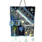 Multi Media Fabric Art Wall Piece in Shades of Blue, Collage, Decorative Wall Art