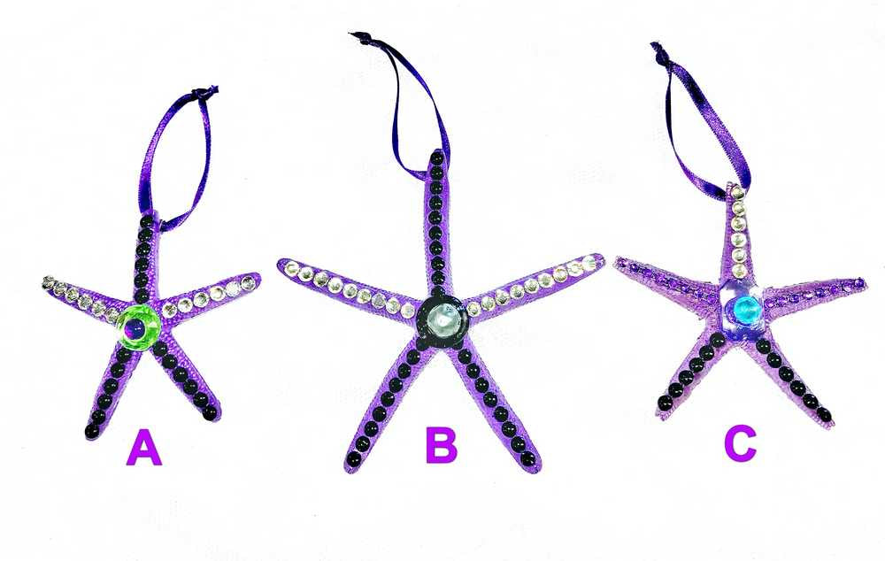 Starfish, Purple with Rhinestones and Gemstones, Seaside Ornaments, Beach Themed Decor