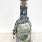 Altered Glass Bottle, Decanter, with a Crow, Chain with Keys, Purple Gems, Re-Usable