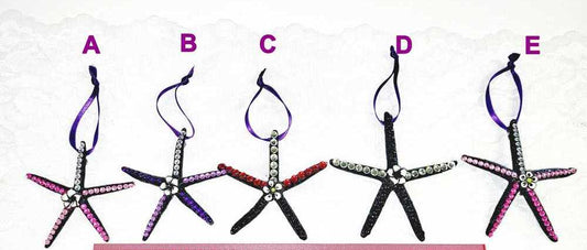 Hanging Decorated Starfish Ornament, Gemstones, Goth Decor, Beach Decoration