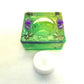 Square Green Candle Holder for a Battery Candle with Black Spiders and Purple Bats