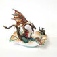 Fire-Breathing Dragon in Antique Glass Dish in a Fierce Fight for Survival