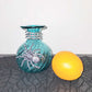 Intense Teal Glass Vase with Shining Silver Studs and a Textured 3D Spider