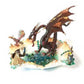 Fire-Breathing Dragon in Antique Glass Dish in a Fierce Fight for Survival