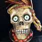 Ellegant Tiger Glass Skull with Silver Studs and Large Amber Beads