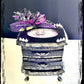 Musical Jewelry Painted Black With Baby Bats, Black & Purple Flower and Silver Spiked Domes