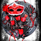 Black Round Wall Plaque with Red Mask, Maskuerade Ball, Phanthom of the Oprea, Masquerade Ball