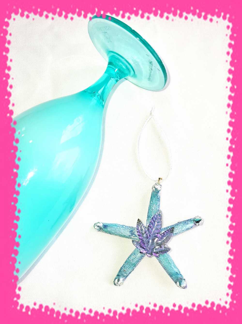 Starfish with Natures Leaves, Hanging Ornament, Punk Art, Skull Art, Great Gift