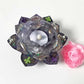 Rose Petal Glass Painted Purple Candle Holder for Battery Operated Candles with Cross & Bone Charms