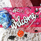 Welcome Sign with Skull Wearing a Crown of Jewels and Her Scepter, Home Decor Wall Hanging