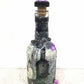 Altered Glass Bottle, Decanter, with a Crow, Chain with Keys, Purple Gems, Re-Usable