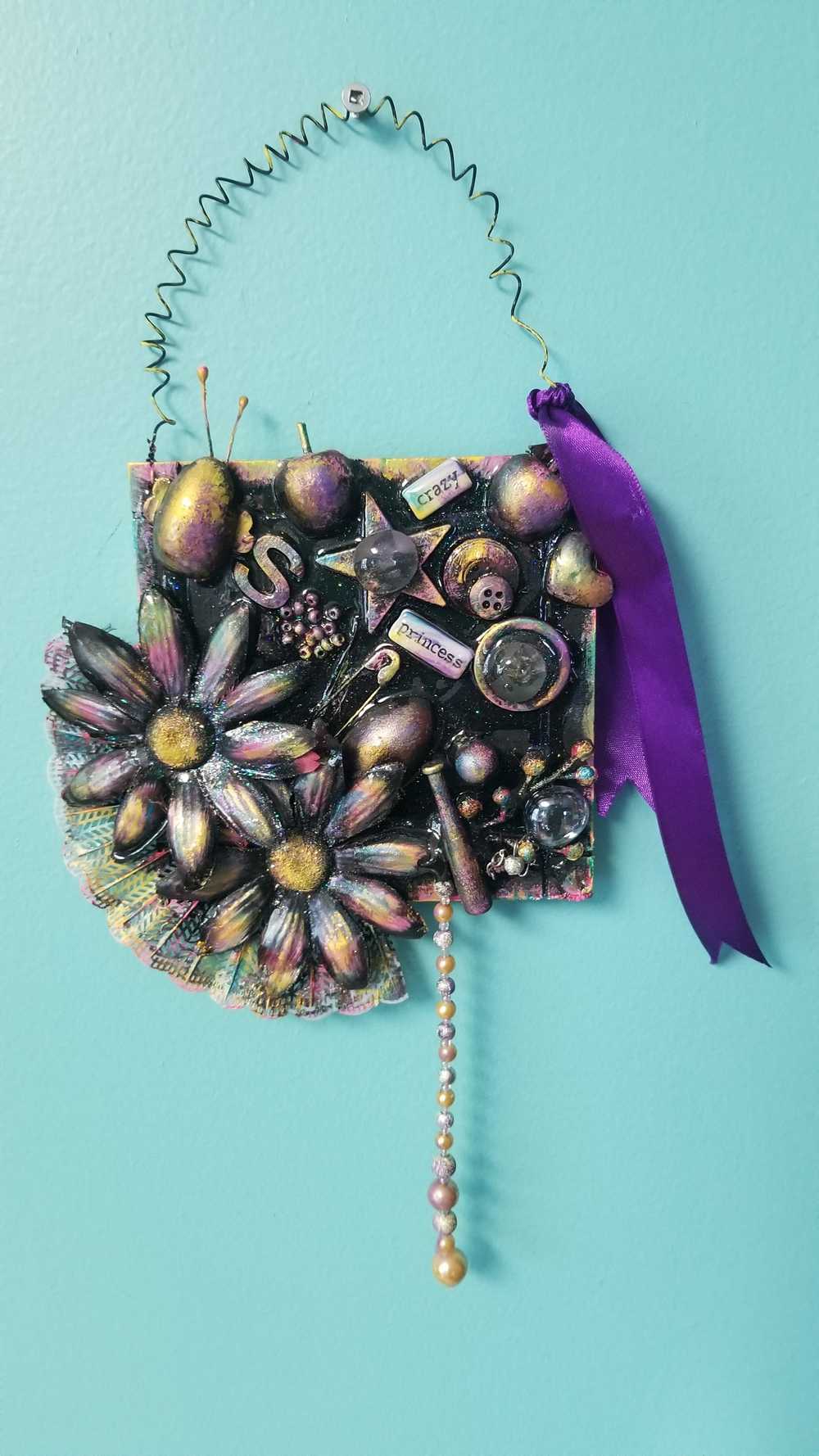 "Crazy Princess" BLACK & PURPLE Hanging Wall Plaque/Decor