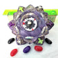 Rose Petal Glass Painted Purple Candle Holder for Battery Operated Candles with Cross & Bone Charms