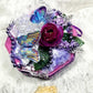 Tin Box Repurposed into a Jewelry Box, Two Butterflies and Deep Purple Rose on Lace