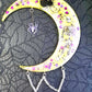 Resin Moon with Purple Beads and Spiders