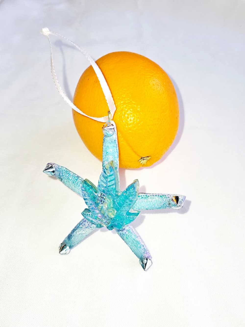 Starfish with Natures Leaves, Hanging Ornament, Punk Art, Skull Art, Great Gift