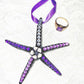 Hanging Decorated Starfish Ornament, Gemstones, Goth Decor, Beach Decoration