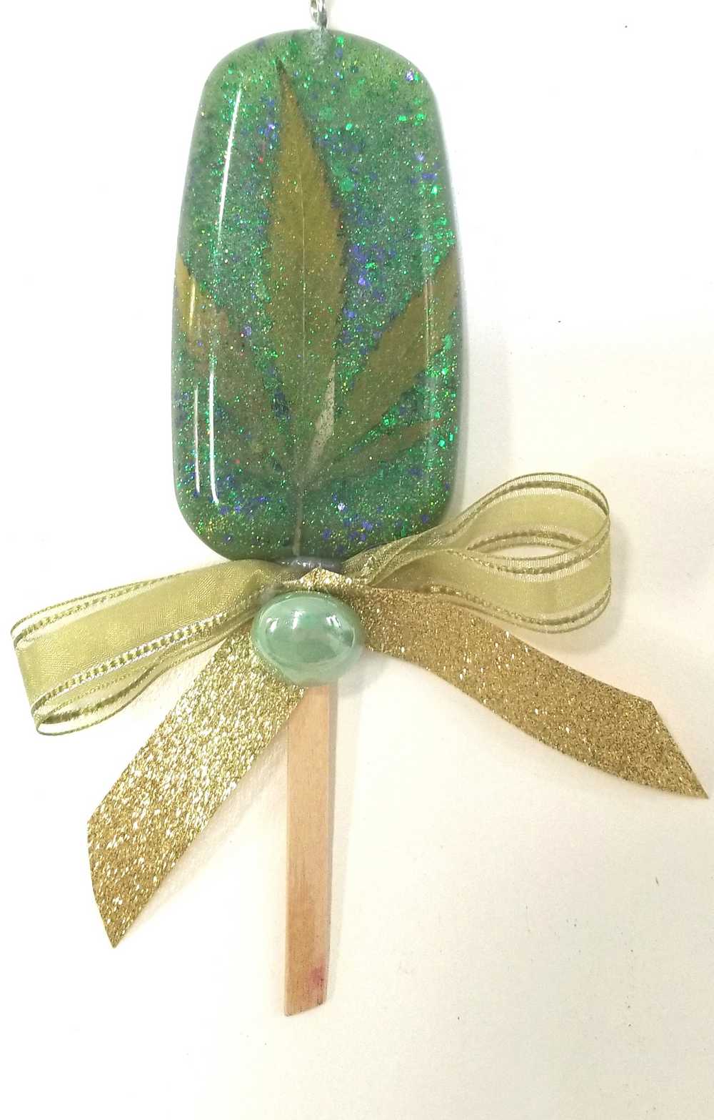 Window Hanger, Wall Hanger or Christmas Tree Ornament, Bright Vibrant Green Rein Popsicl