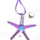 Starfish, Purple with Rhinestones and Gemstones, Seaside Ornaments, Beach Themed Decor