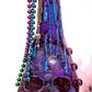 Altered Refillable Glass Bottle, Decoupage Skull Art with Multi Beads and Glass Gems