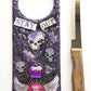 "Stay Out" Door Knob Signs with Skulls, a Dagger, a Rose and a Heart in Black & Purple