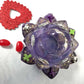 Rose Petal Glass Painted Purple Candle Holder for Battery Operated Candles with Cross & Bone Charms