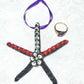 Hanging Decorated Starfish Ornament, Gemstones, Goth Decor, Beach Decoration