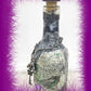 Altered Glass Bottle, Decanter, with a Crow, Chain with Keys, Purple Gems, Re-Usable