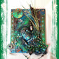 Clock, Voodoo Skull Witch Doctor on 16x20 inch Canvas with Turquoise Beads and Motorcycles