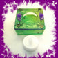 Square Green Candle Holder for a Battery Candle with Black Spiders and Purple Bats