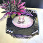 Musical Jewelry Painted Black With Baby Bats, Black & Purple Flower and Silver Spiked Domes