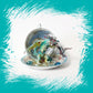 Fighting Dragons in a Vintage Teacup and Saucer Encased in Resin