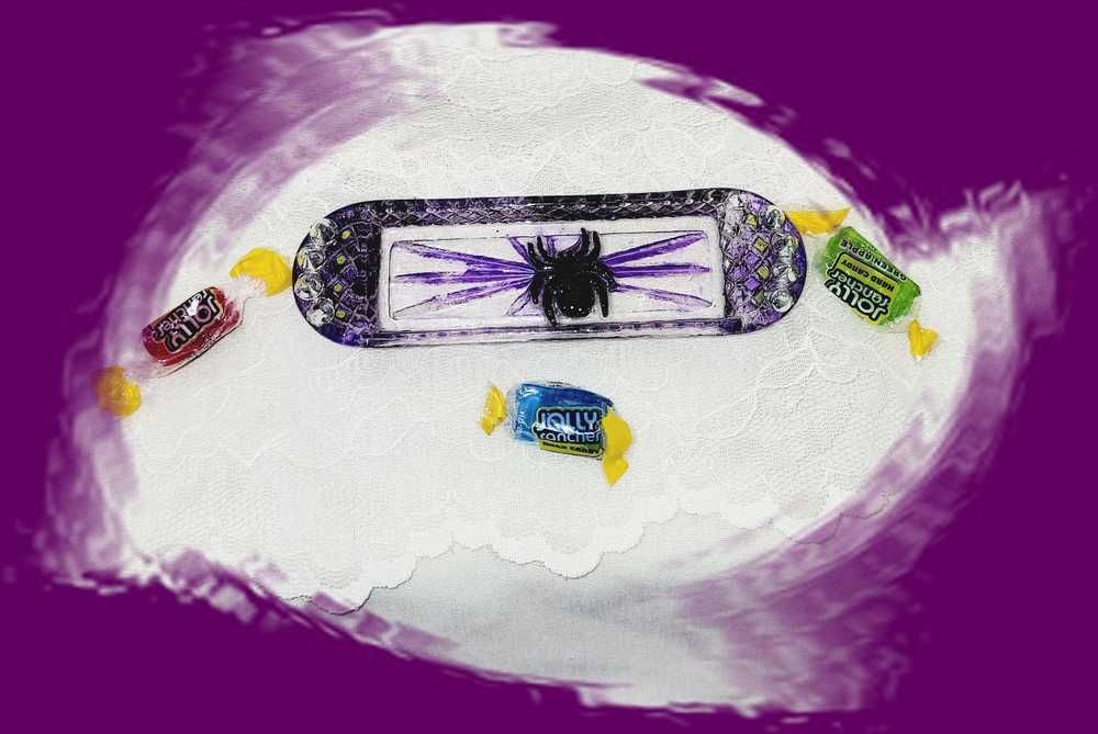 Sweet Little Glass Dish with a Spider and Studs to Hold your Rings, Earrings or other Small Treasures