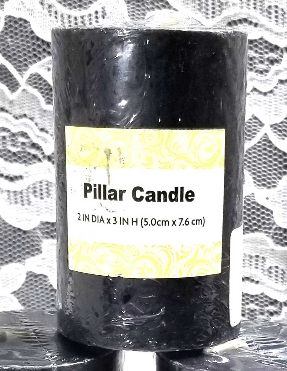 7.5 cm Black Pillar Candles, 3" Tall