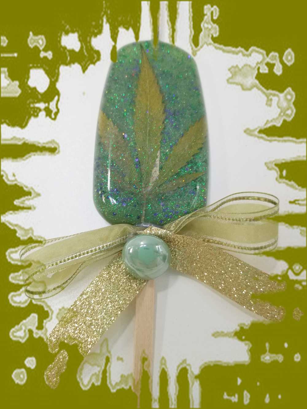 Window Hanger, Wall Hanger or Christmas Tree Ornament, Bright Vibrant Green Rein Popsicl