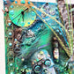 Clock, Voodoo Skull Witch Doctor on 16x20 inch Canvas with Turquoise Beads and Motorcycles