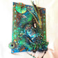 Clock, Voodoo Skull Witch Doctor on 16x20 inch Canvas with Turquoise Beads and Motorcycles