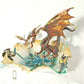 Fire-Breathing Dragon in Antique Glass Dish in a Fierce Fight for Survival