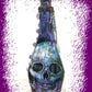 Altered Glass Bottle, Decoupage Skull Art Bottle for Re-Use