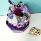 Tin Box Repurposed into a Jewelry Box, Two Butterflies and Deep Purple Rose on Lace