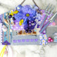 Blue Jean Fabric Wall Plaque with Garden Tools, Purple Flowers, Grapes and Seashells