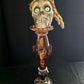 Ellegant Tiger Glass Skull with Silver Studs and Large Amber Beads