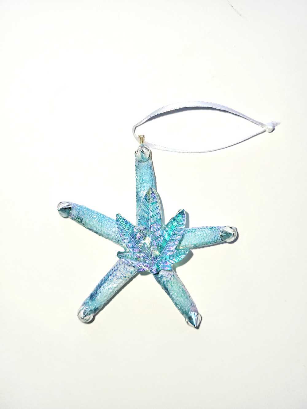 Starfish with Natures Leaves, Hanging Ornament, Punk Art, Skull Art, Great Gift