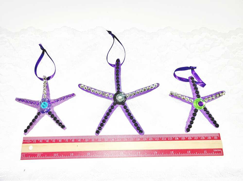 Starfish, Purple with Rhinestones and Gemstones, Seaside Ornaments, Beach Themed Decor