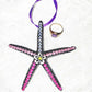 Hanging Decorated Starfish Ornament, Gemstones, Goth Decor, Beach Decoration