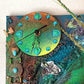 Clock, Voodoo Skull Witch Doctor on 16x20 inch Canvas with Turquoise Beads and Motorcycles