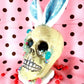 Resin Encased Easter Bunny Skull with Jelly Beans, Pearls & Glitter on a Marble Base