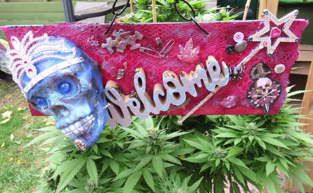 Welcome Sign with Skull Wearing a Crown of Jewels and Her Scepter, Home Decor Wall Hanging