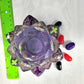 Rose Petal Glass Painted Purple Candle Holder for Battery Operated Candles with Cross & Bone Charms