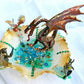 Fire-Breathing Dragon in Antique Glass Dish in a Fierce Fight for Survival